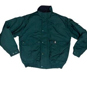 Vintage Carhartt workman's Nylon bomber style men's coat hunter green